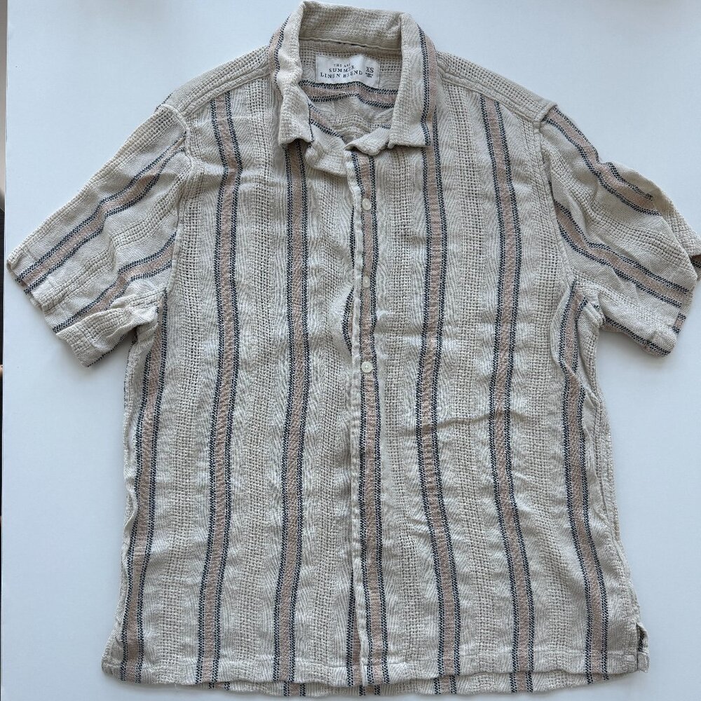 NEW Abercrombie & Fitch Men's Striped Summer Linen Blend Short Sleeve